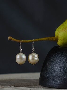 Majorica Sterling Silver 925 Baroque Pearl Drop Earrings